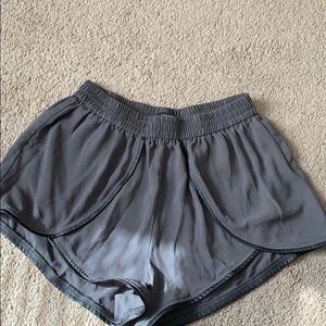 Leather trim chiffon shorts